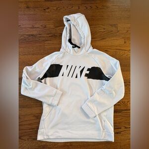 Nike Men's White and Black Pullover Hoodie